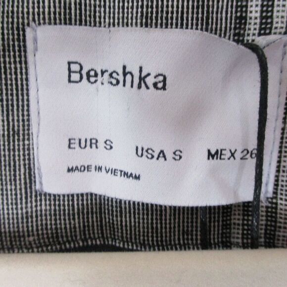 NWT Bershka Size Small Double Breasted Plaid Linen Blazer - Picture 5 of 5